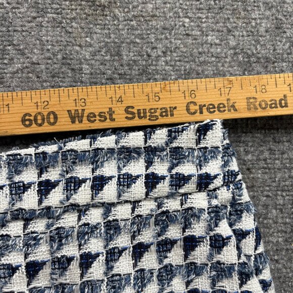 Loft Skirt Womens 12 Houndstooth Mini Blue White Pockets Tweed Preppy Career - Picture 12 of 13
